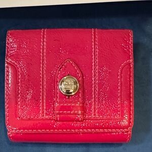 Coach Vibrant Pink patent leather Wallet with Button Closure